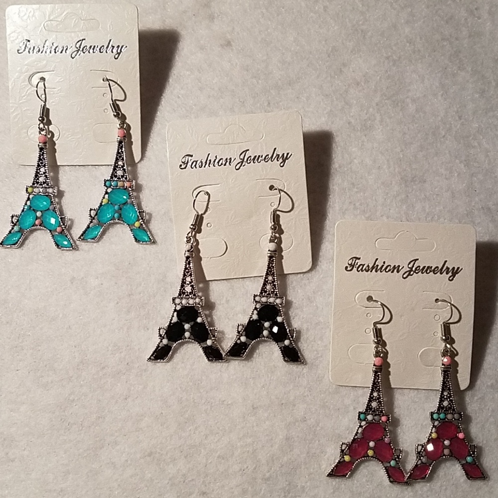 3 Pair of Eiffel Tower Earrings